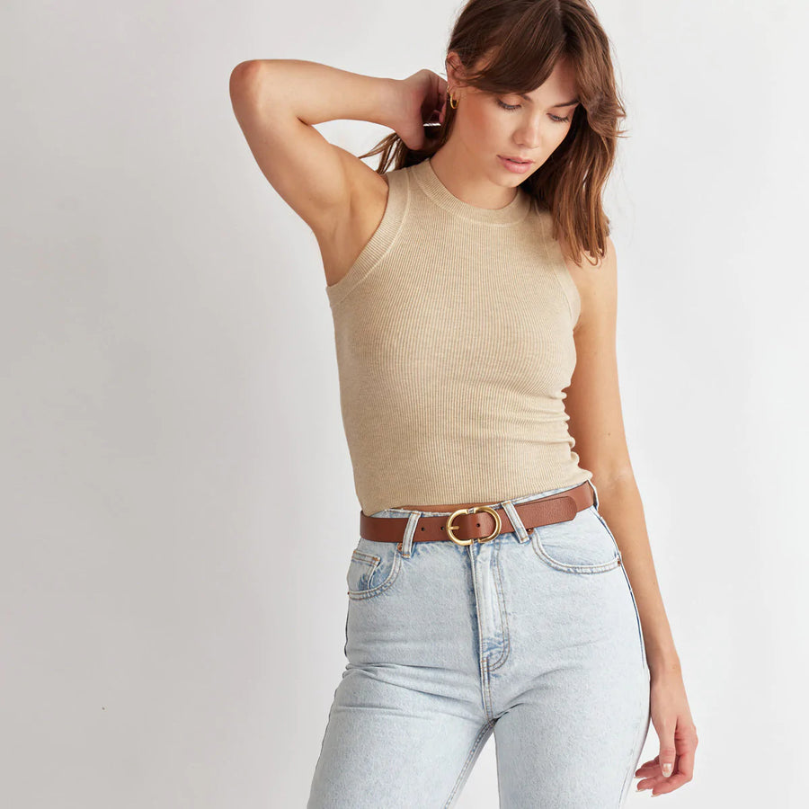 STATUS ANXIETY II IN REVERSE Belt - tan/gold