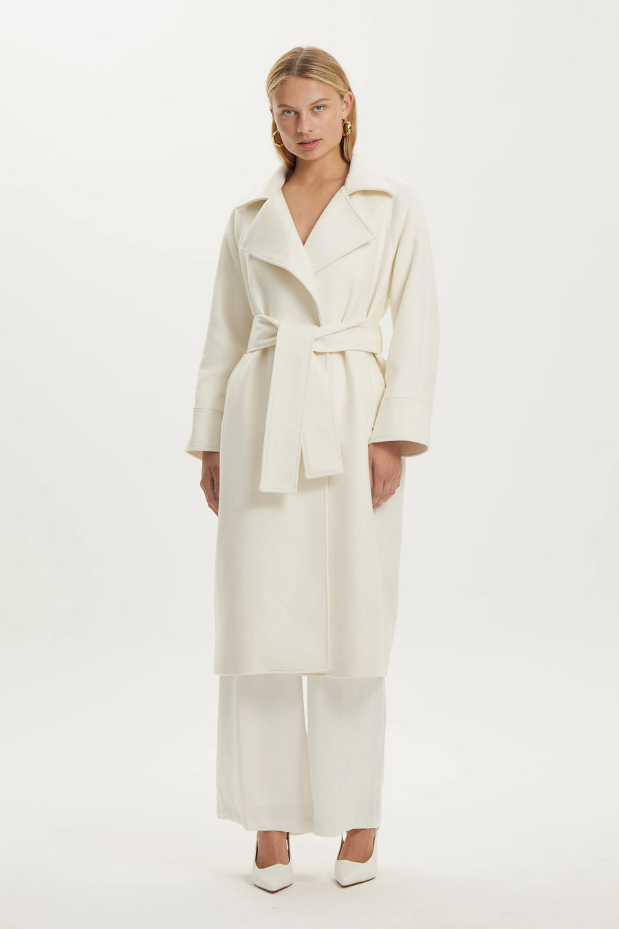 THIRD FORM II UNCOVER Woolen Trench Coat - cream