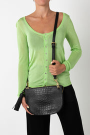 VASH II ALPHA Half Moon Croc Bag / black croc