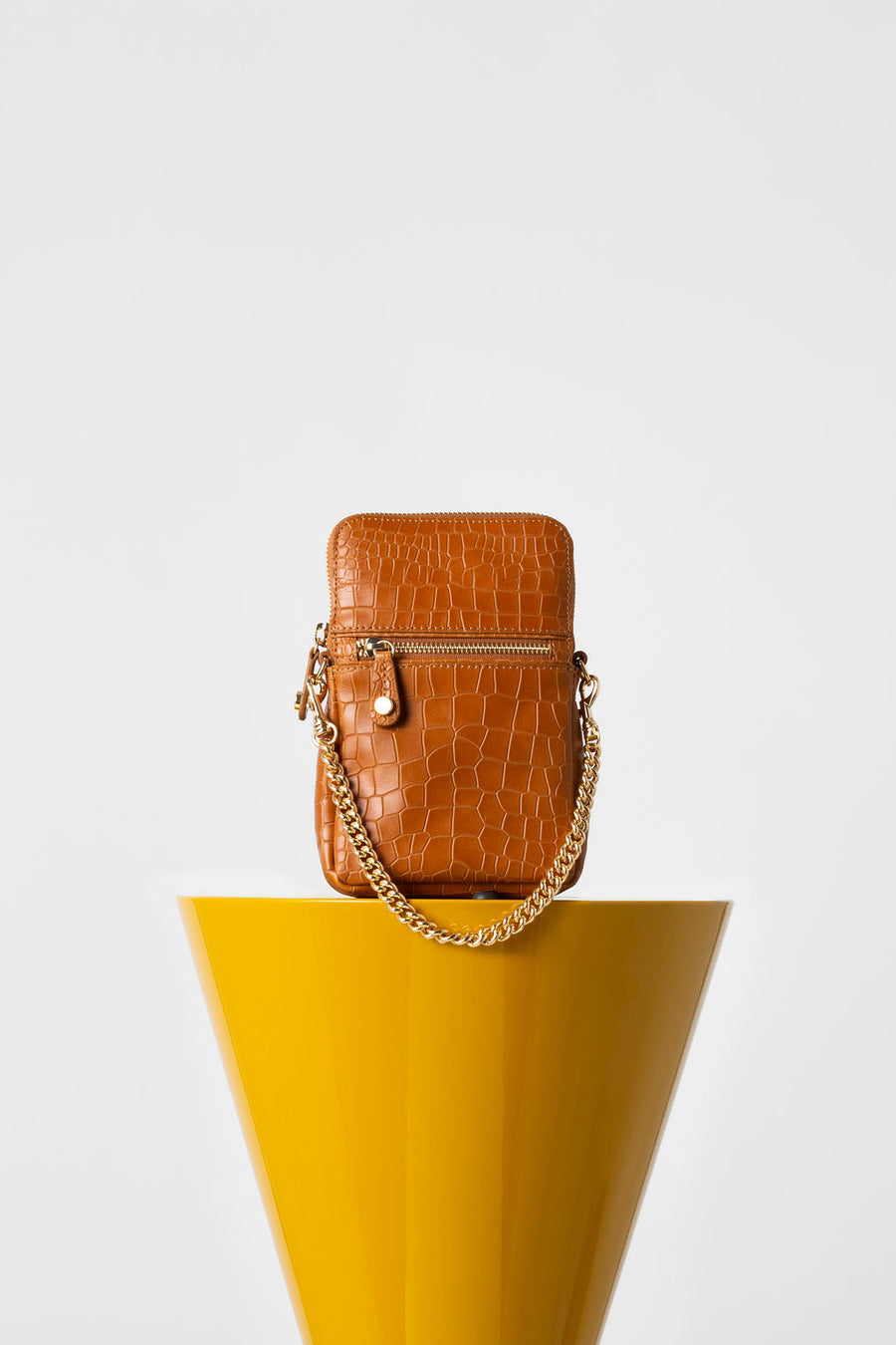 VASH II IBIZA in Tan Croc Leather Phone Pouch /Bag