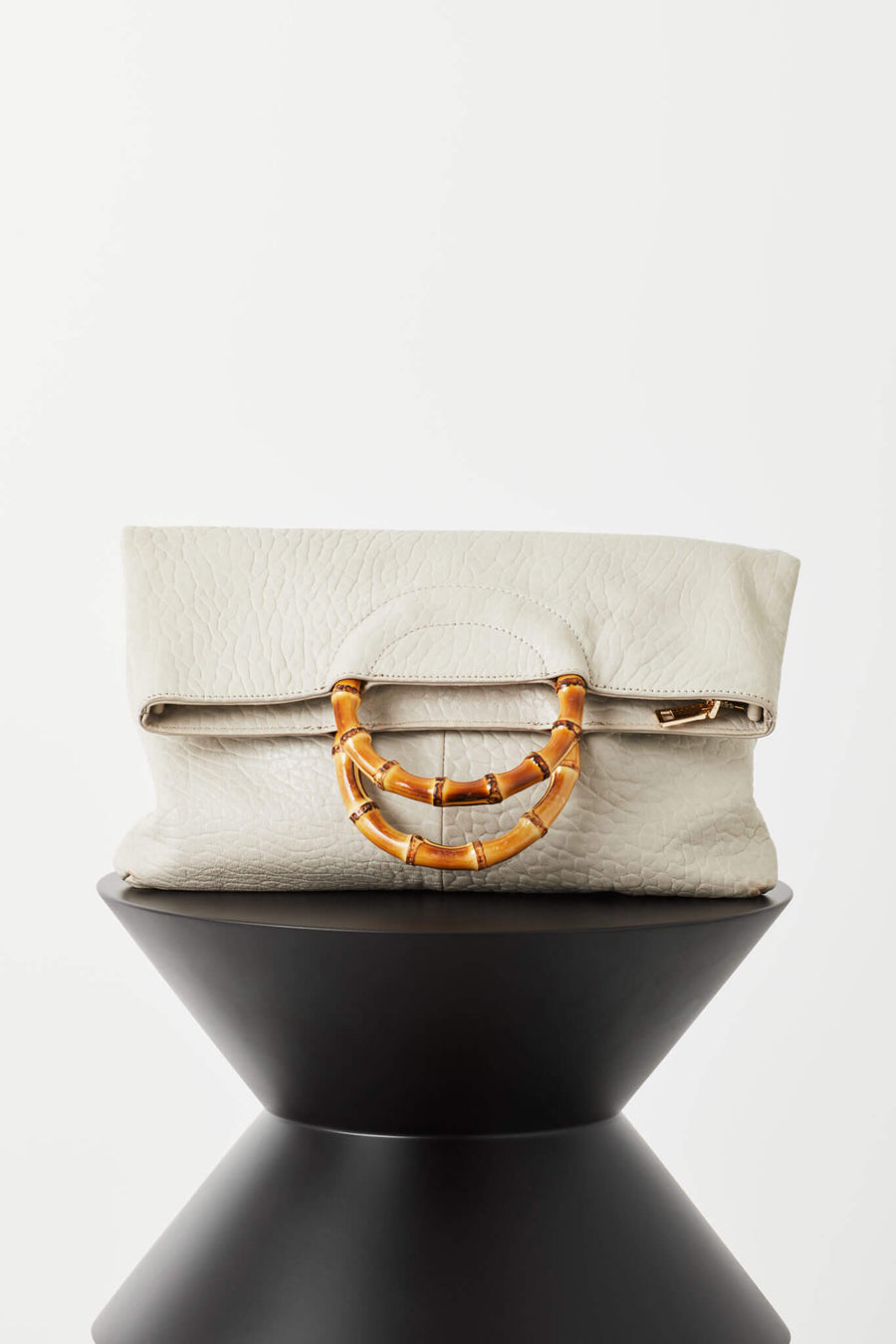 VASH II ELISE Tote / Bamboo Handle Bag / Soft Grey Pebble