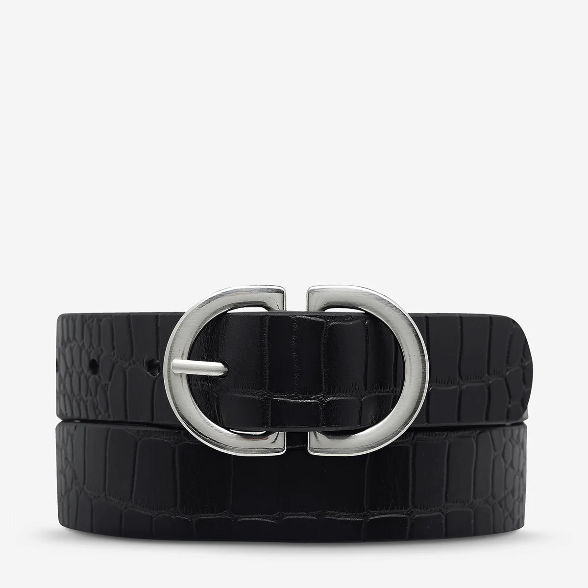 STATUS ANXIETY II IN REVERSE Belt - blk croc/silver