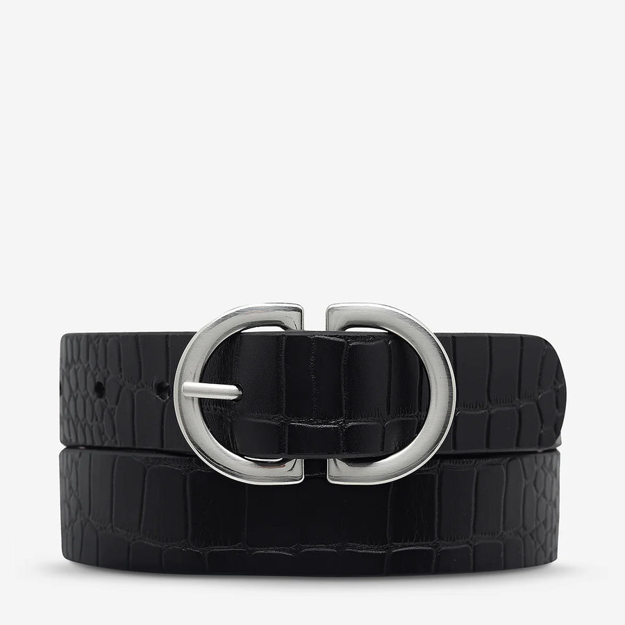 STATUS ANXIETY II IN REVERSE Belt - blk croc/silver