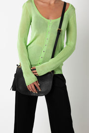 VASH II ALPHA Half Moon Croc Bag / black croc