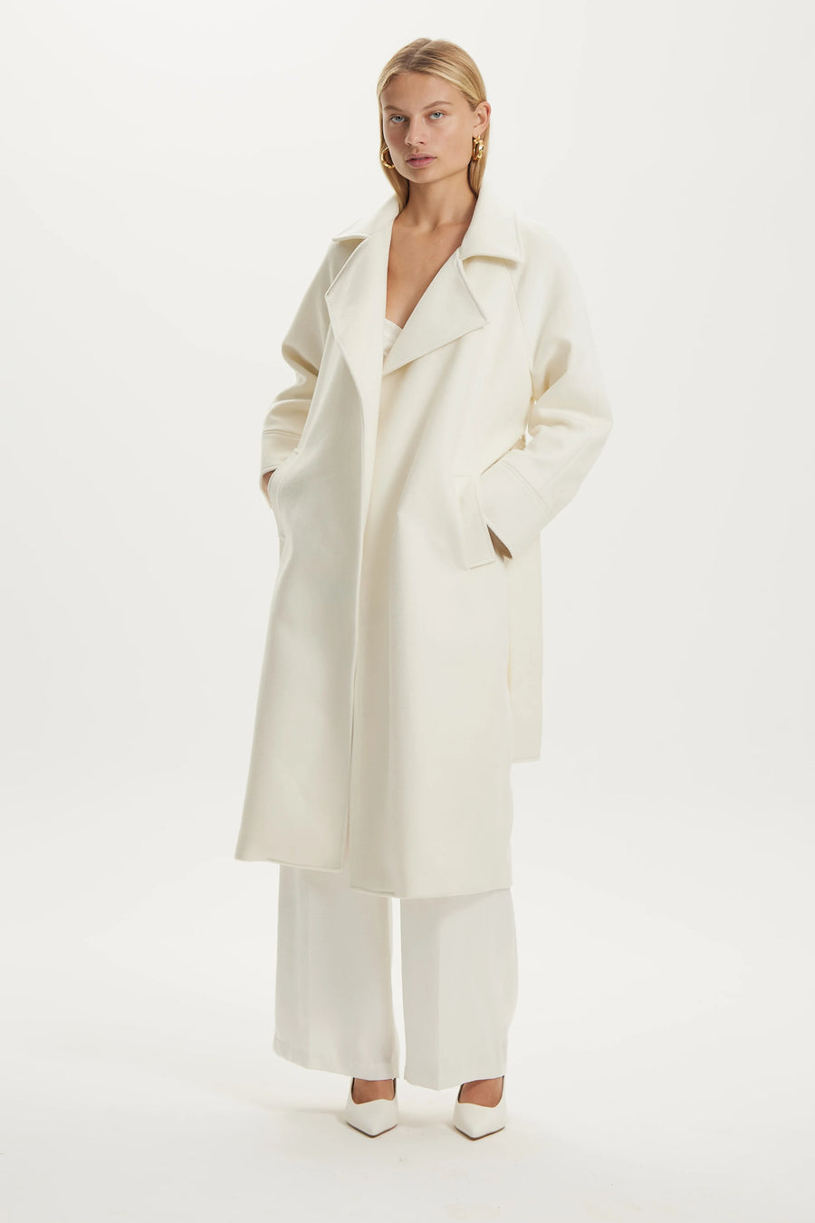 THIRD FORM II UNCOVER Woolen Trench Coat - cream