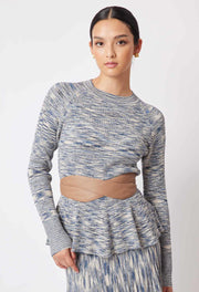 Oncewas II HARMONY Space Dye Peplum Knit Top