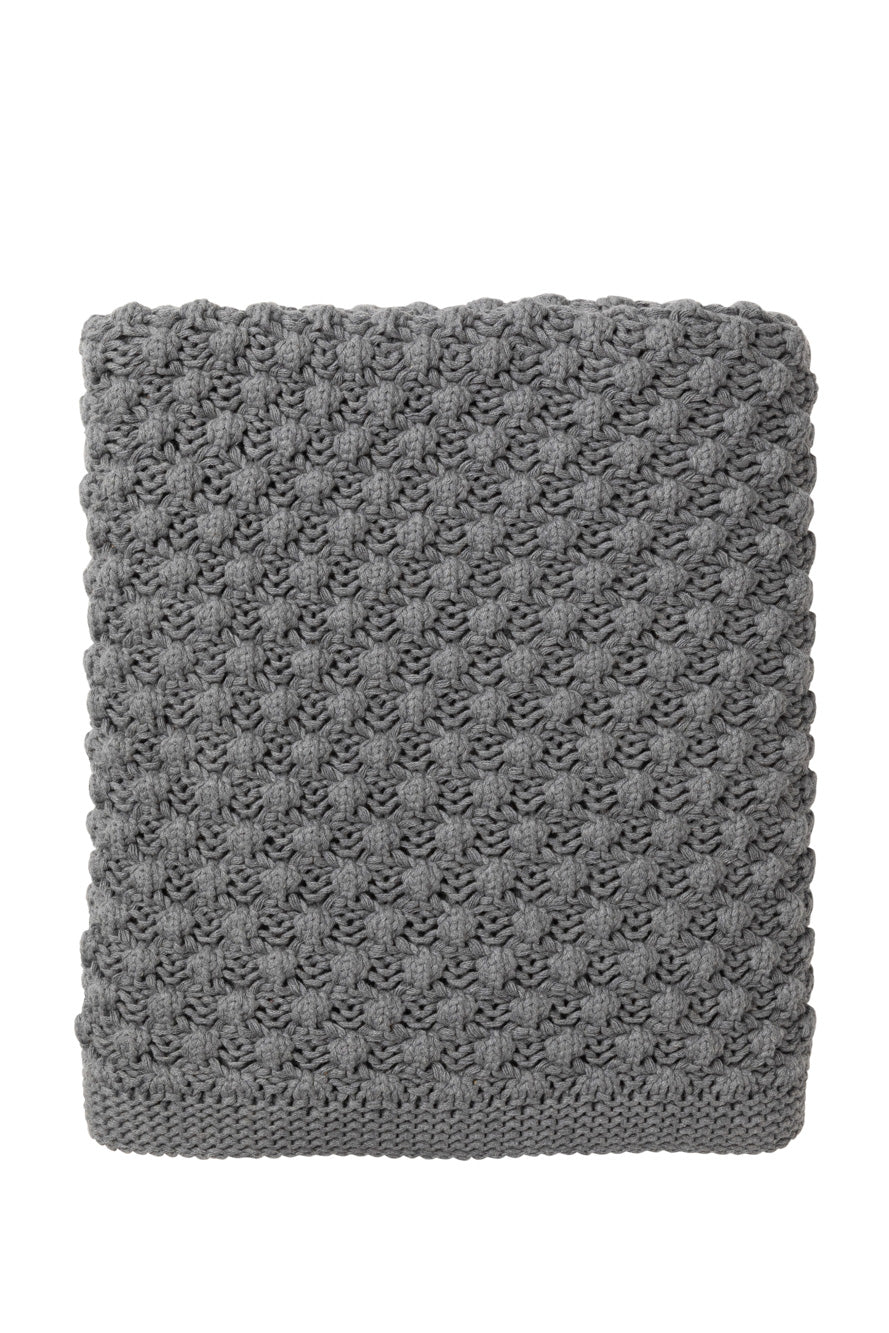 Indus II POPCORN Throw Rug Blanket / Flint Grey