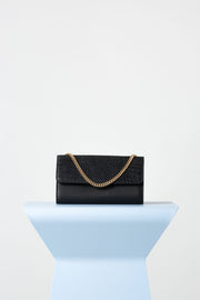 VASH II FRANKIE Evening Fold Over Mini Bag / black - croc