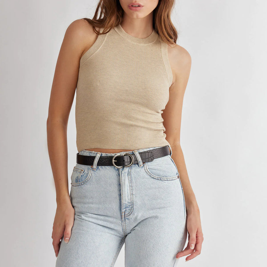 STATUS ANXIETY II IN REVERSE Belt - blk croc/silver