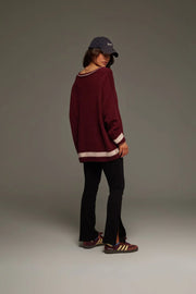 ARAMINTA JAMES II MARSEILLE Knit V-Neck Sweater - Red Wine