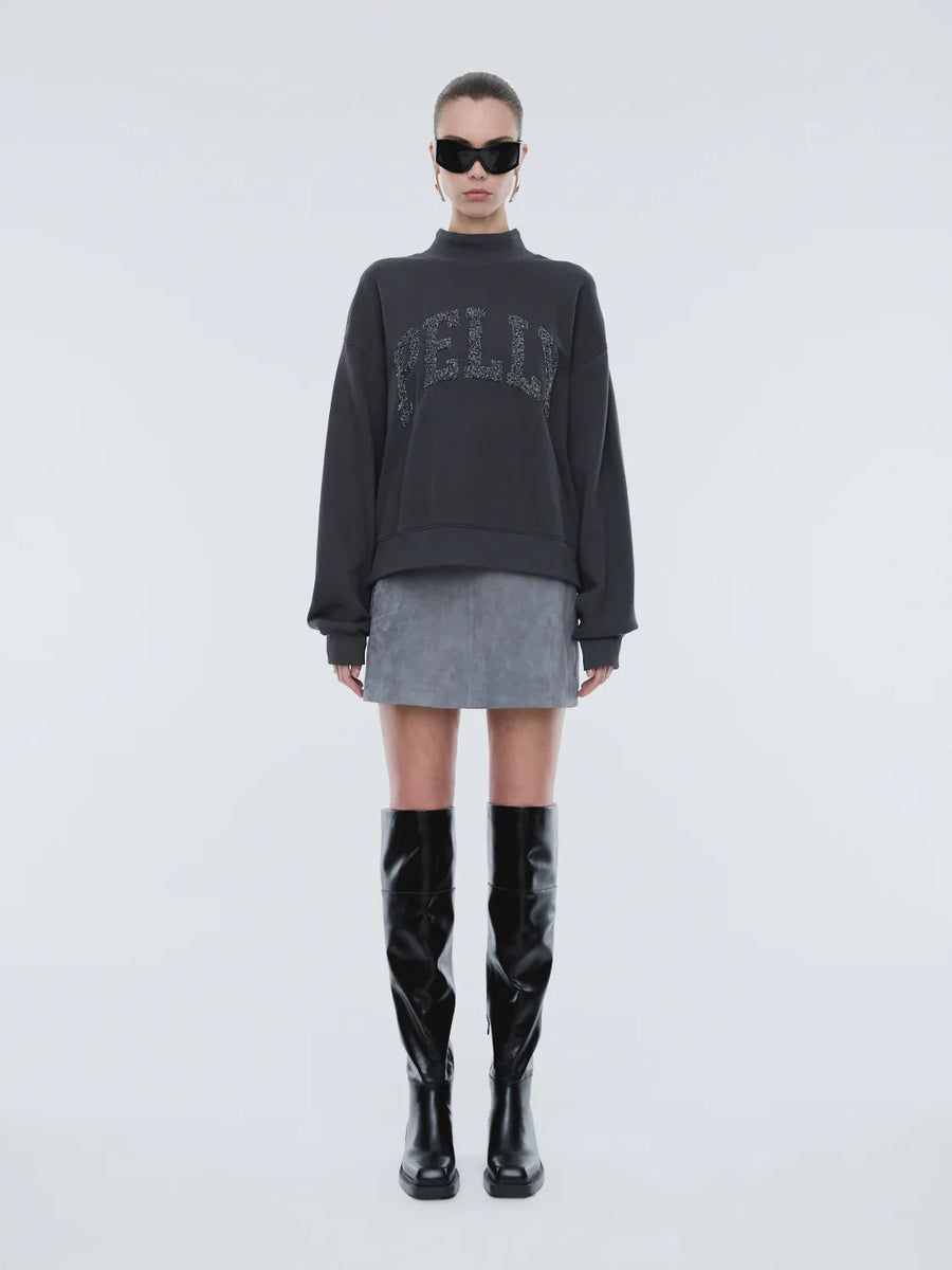 ENA Pelly II GLITTER Collegiate Sweatshirt - Off Black