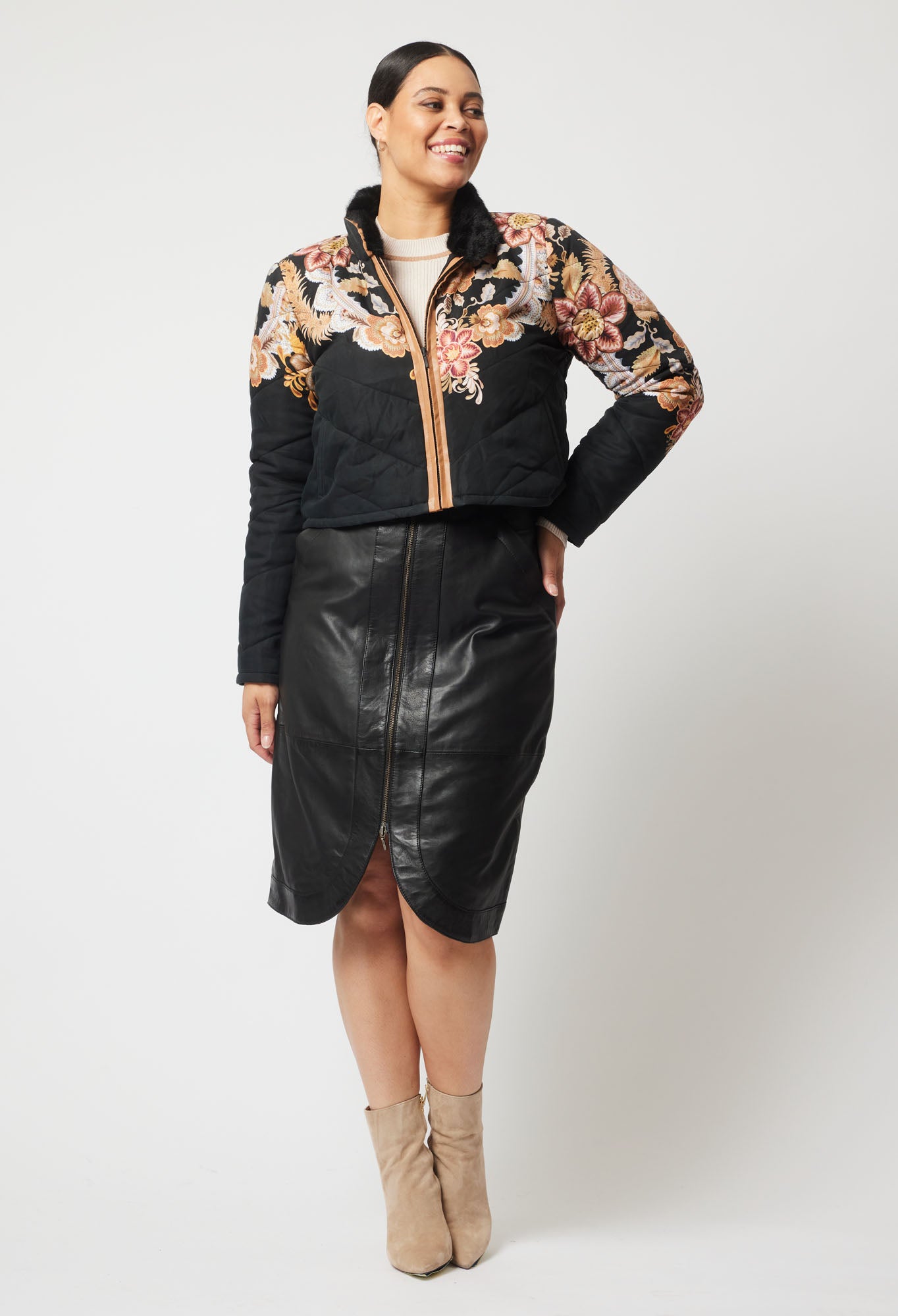 Oncewas II EMPRESS Replacement Print Bomber Jacket Dragon Flower print