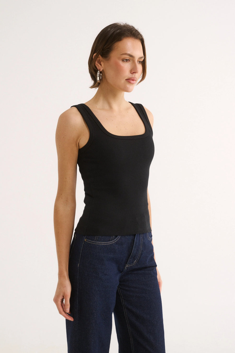 PRIMI II HARMONY SQUARE NECK TANK - Black
