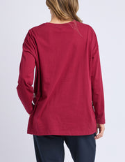 Elm Lifestyle II RENEE L/S Tee - maroon