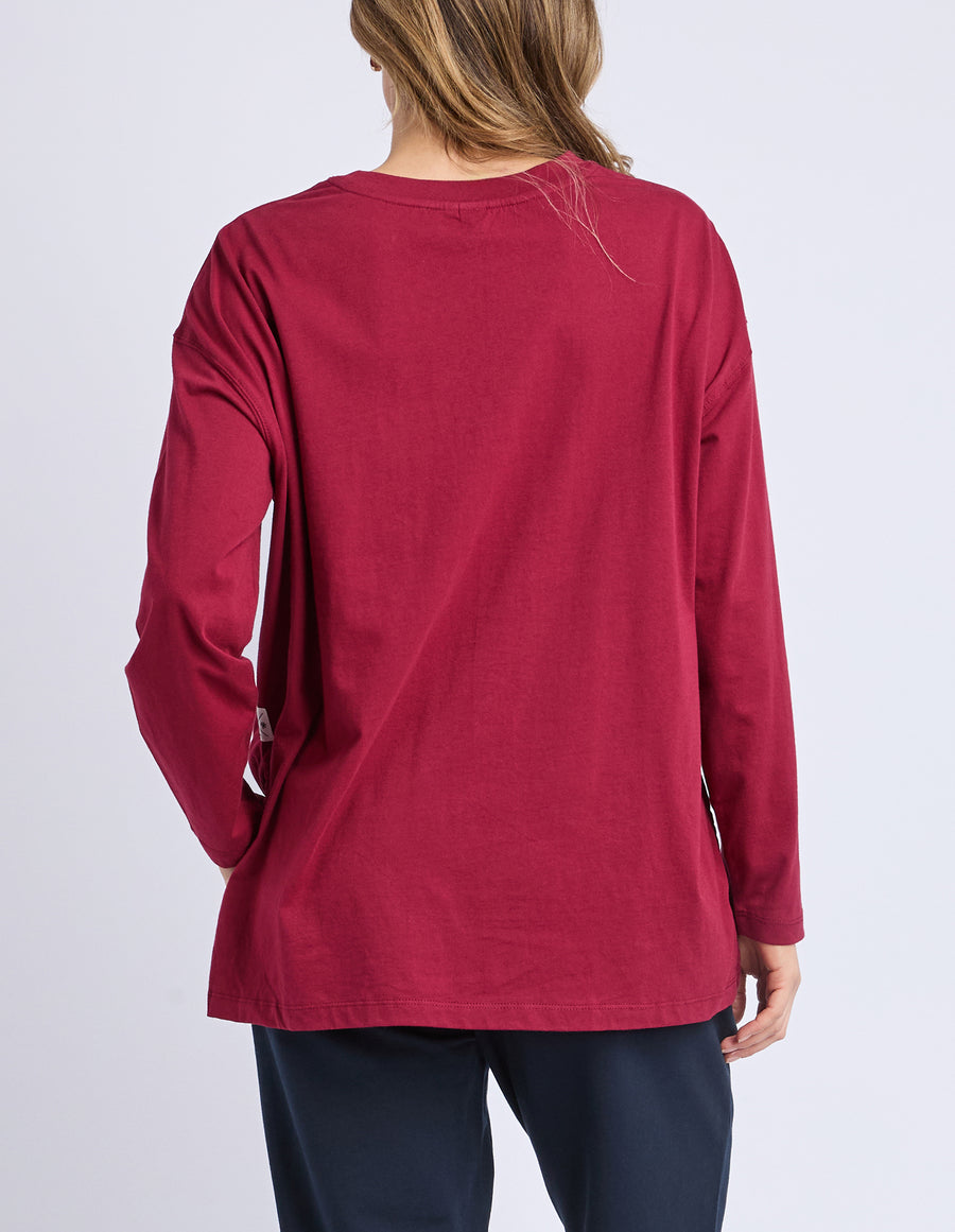 Elm Lifestyle II RENEE L/S Tee - maroon