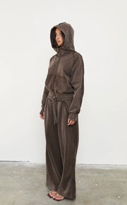 Pinky & Kamal II ACID WASH ZIP UP HOODLE - Soil