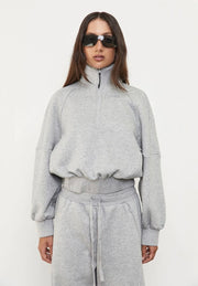 Pinky & Kamal II 1/4 ZIP FLEECE SWEATER - Grey Marle