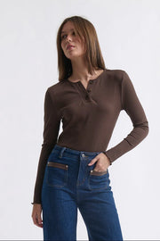 Kireina II HEATHER Ribbed Top - Choc