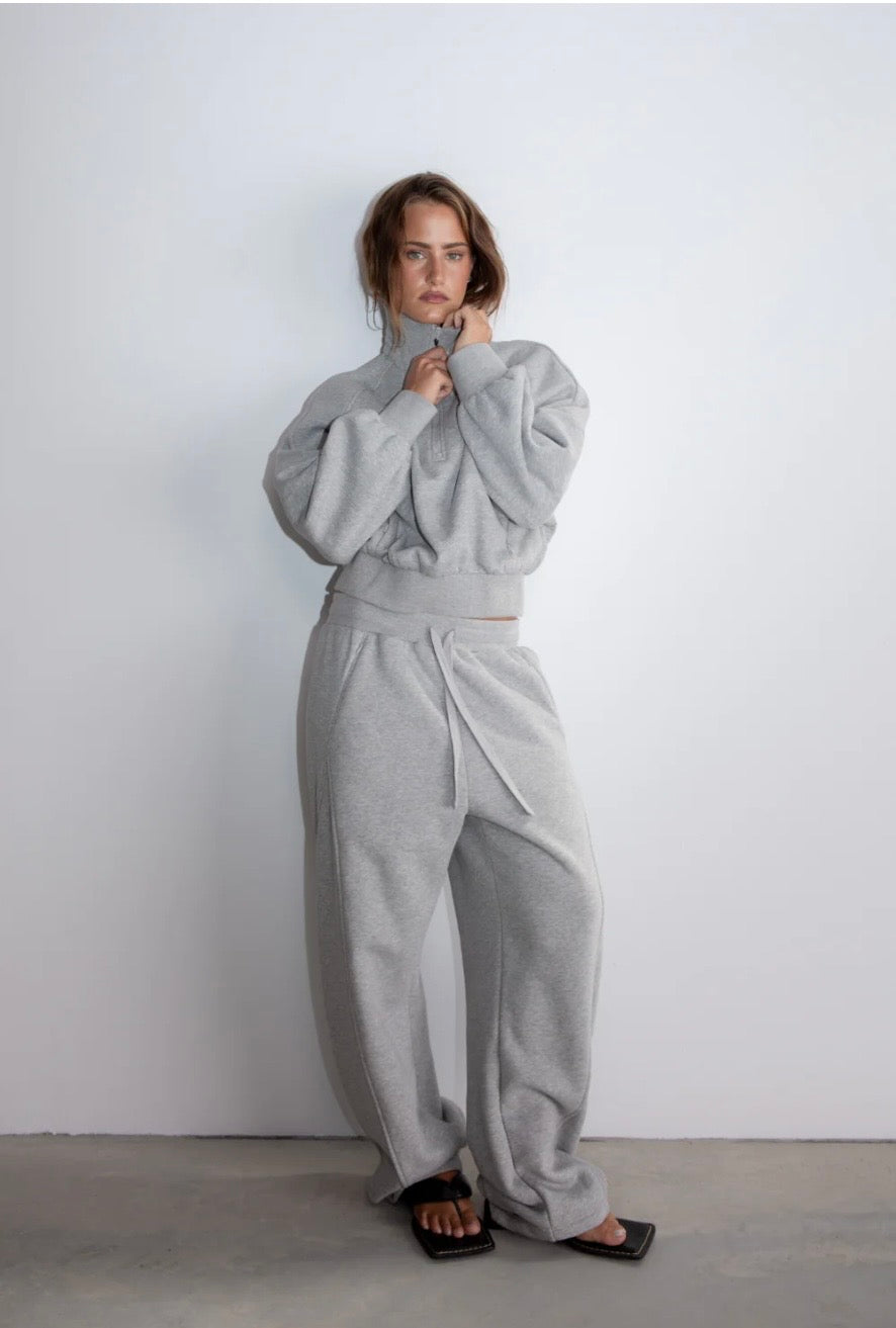 Pinky & Kamal II BARREL FLEECE TRACK PANT - Grey Marle