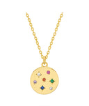 Mix Cz Coin Necklace - Gold Plated