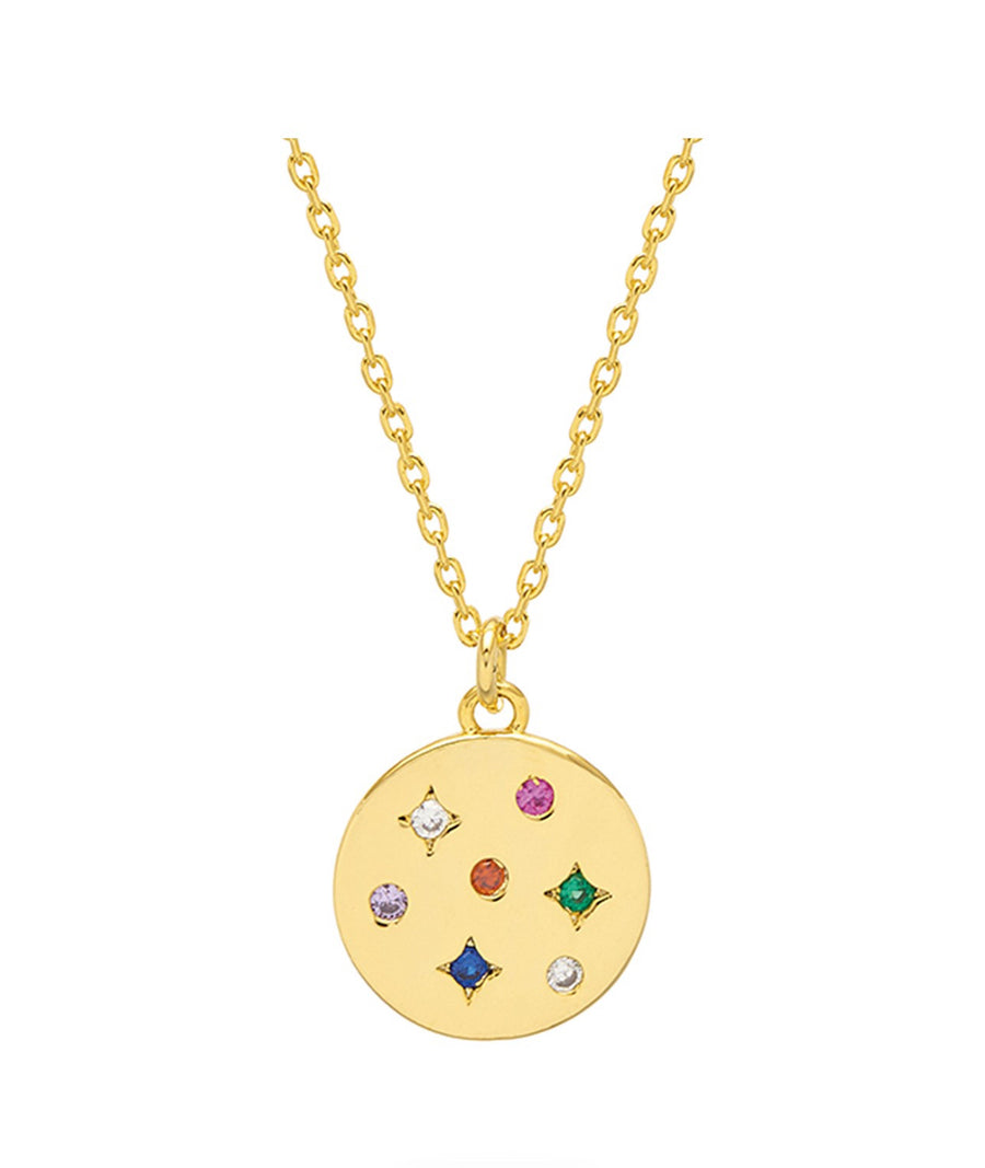 Estella Bartlett II Mix CZ Coin Necklace - Gold Plated