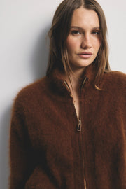 World Of Nomads II FELIX Zip Up Cashmere Bomber - Chocolate