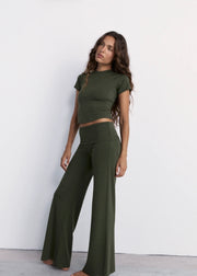 Pinky & Kamal II FULL Length YIN Flare - khaki