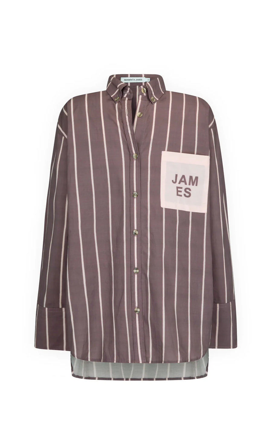 ARAMINTA JAMES II ALPINE Cotton Stripe Shirt - Red wine