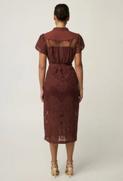 OnceWas II SOLENE Cotton Blend Placement Dress - rosewood