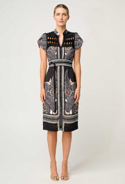 Oncewas II MAHA Diamond Smock Yoke Dress - onyx Casablanca print