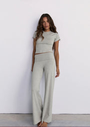 Pinky & Kamal II CROPPED Baby Tee - grey marle