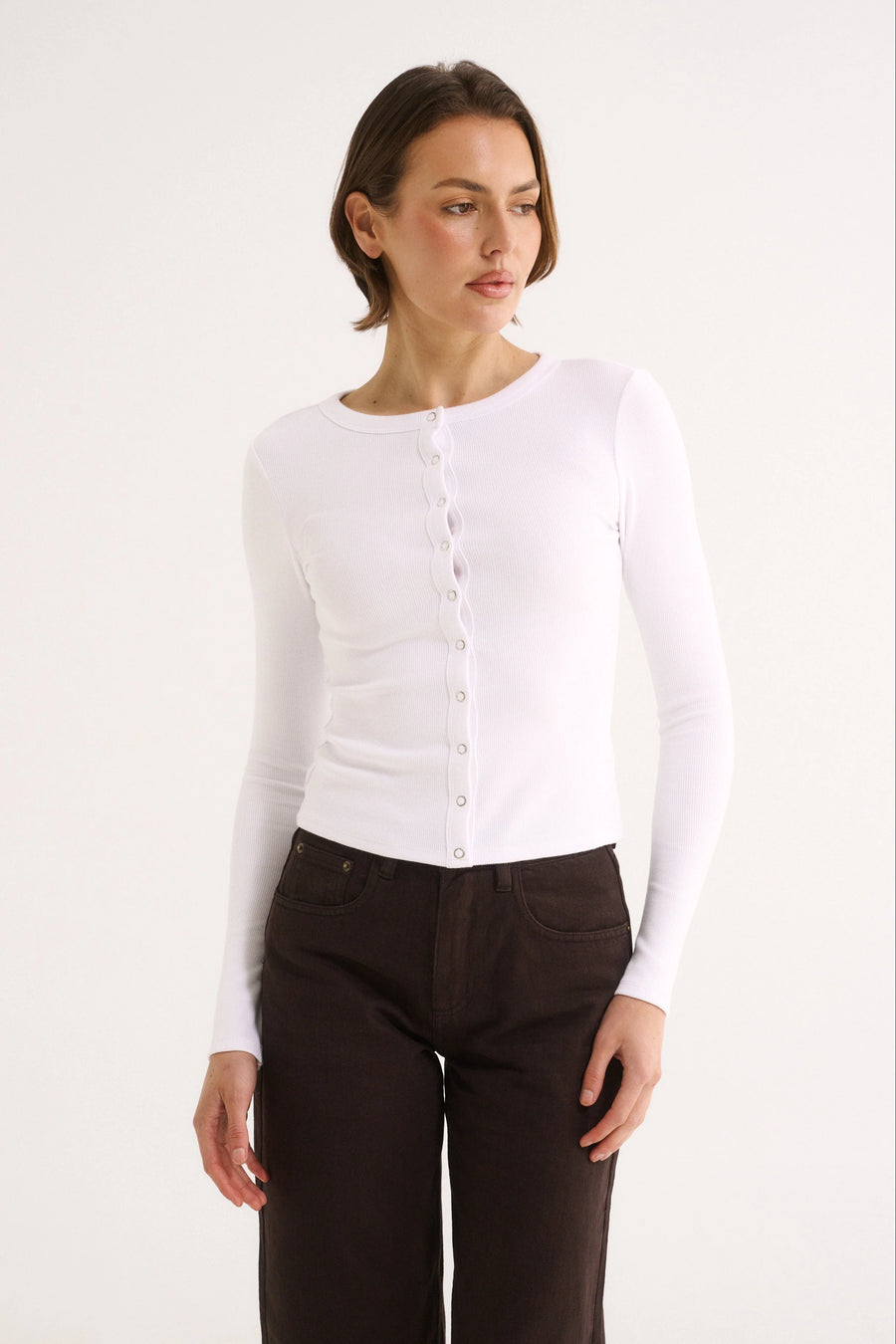 PRIMI II CATERINA SNAP BUTTON TOP - White