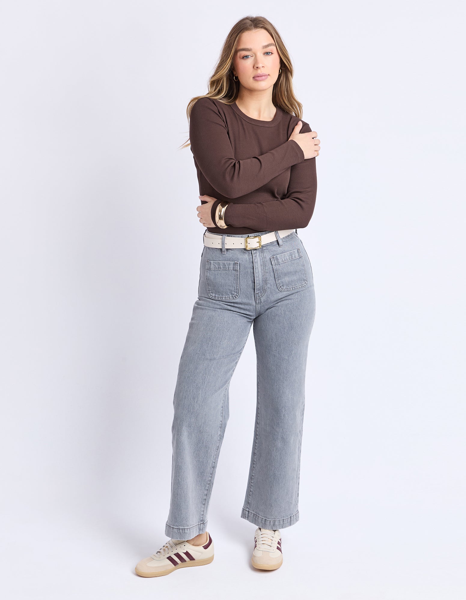 Foxwood II SCOOP RIB LONG SLEEVE TOP - Coffee