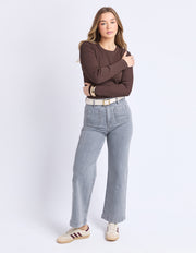 Foxwood II SCOOP RIB LONG SLEEVE TOP - Coffee