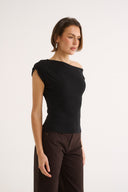 Valentina Off Shoulder Top - Black