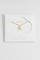 Hand Drawn Star Pendant On Beaded Chain Necklace - Gold