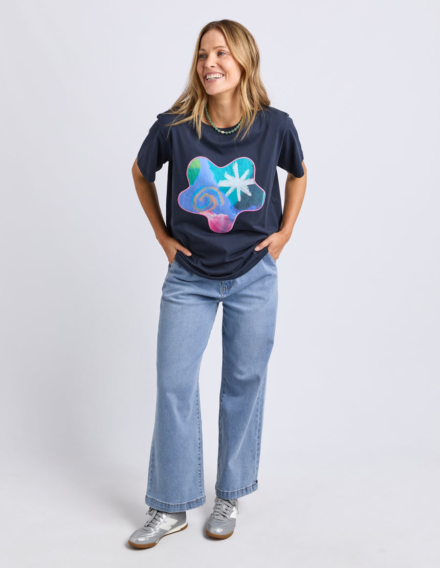 Elm II PARTY APPLIQUÉ TEE - Blue