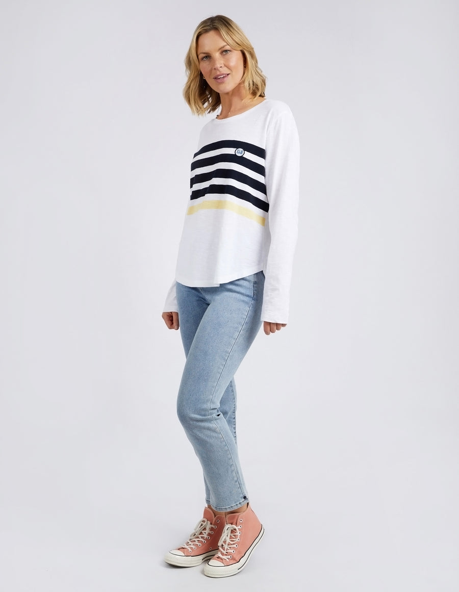 Elm II BYRON L/S Tee - white/navy stripe