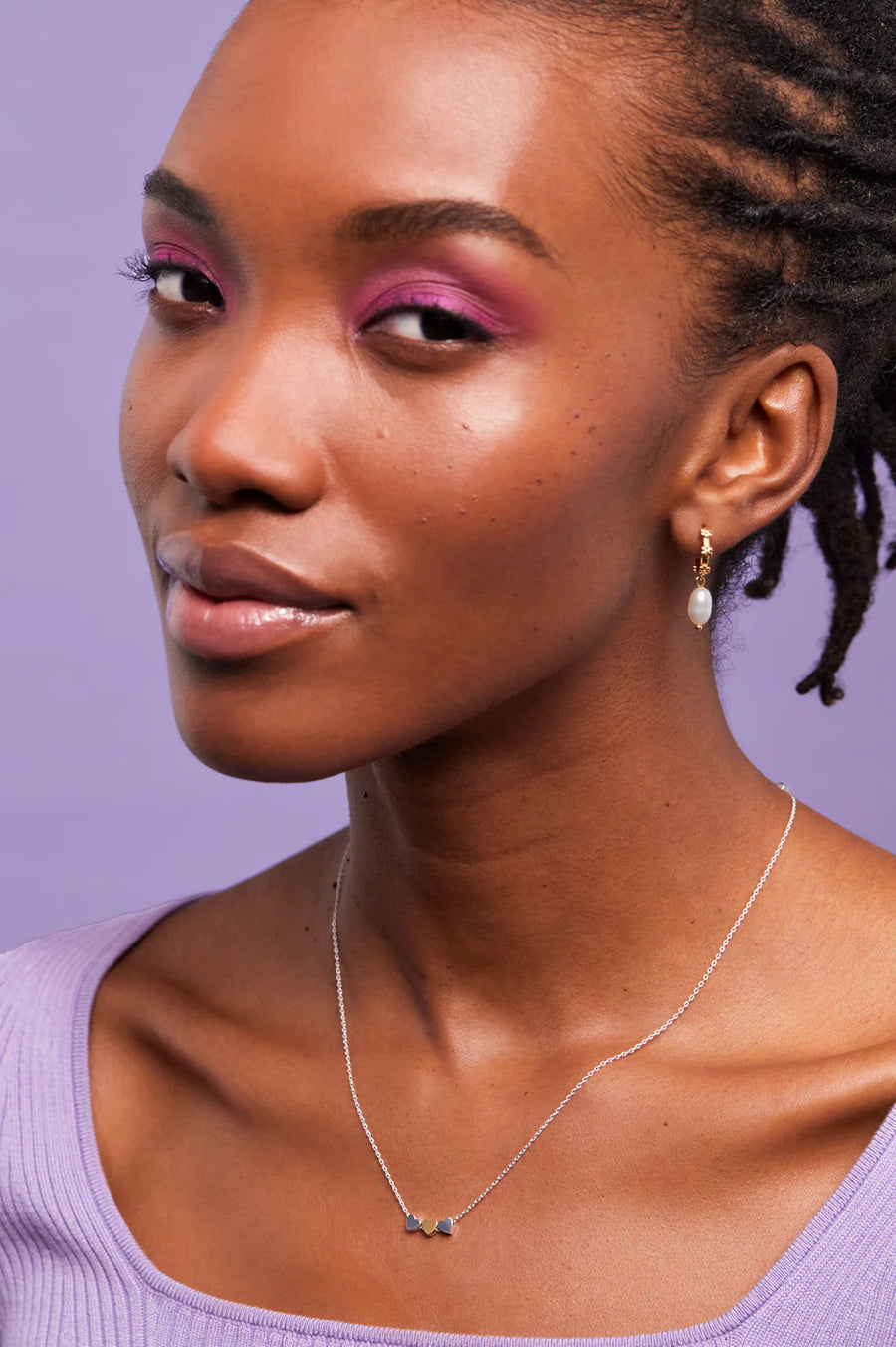 Estella Bartlett II Multi Heart Bead Necklace - Silver Chain