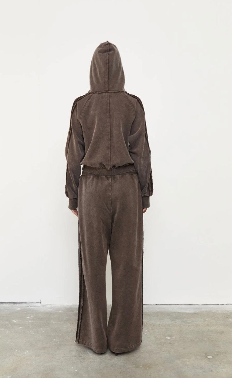 Pinky & Kamal II ACID WASH ZIP UP HOODLE - Soil