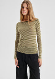 Morrison II MORRI Merino Stripe Round Neck - avocado/birch