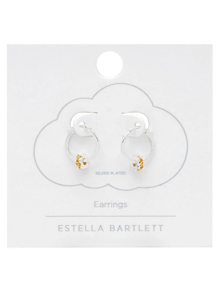 Estella Bartlett II Multi Flower Hoop Earrings - Silver Plated