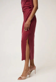 Oncewas II MONIQUE PETITE Draped Neck Dress - ruby