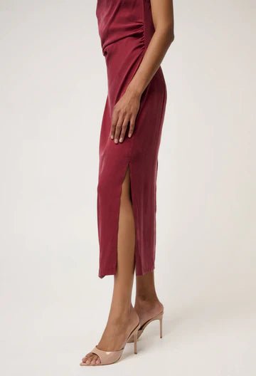 Oncewas II MONIQUE PETITE Draped Neck Dress - ruby
