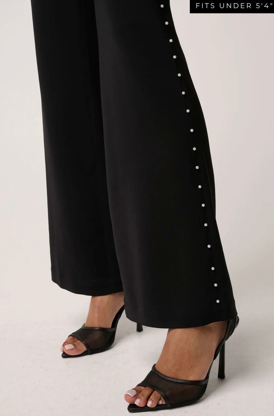 Oncewas II PETITE MARCELA PEARL EMBELLISHED VISCOSE STRETCH PANT - Black /Pearl