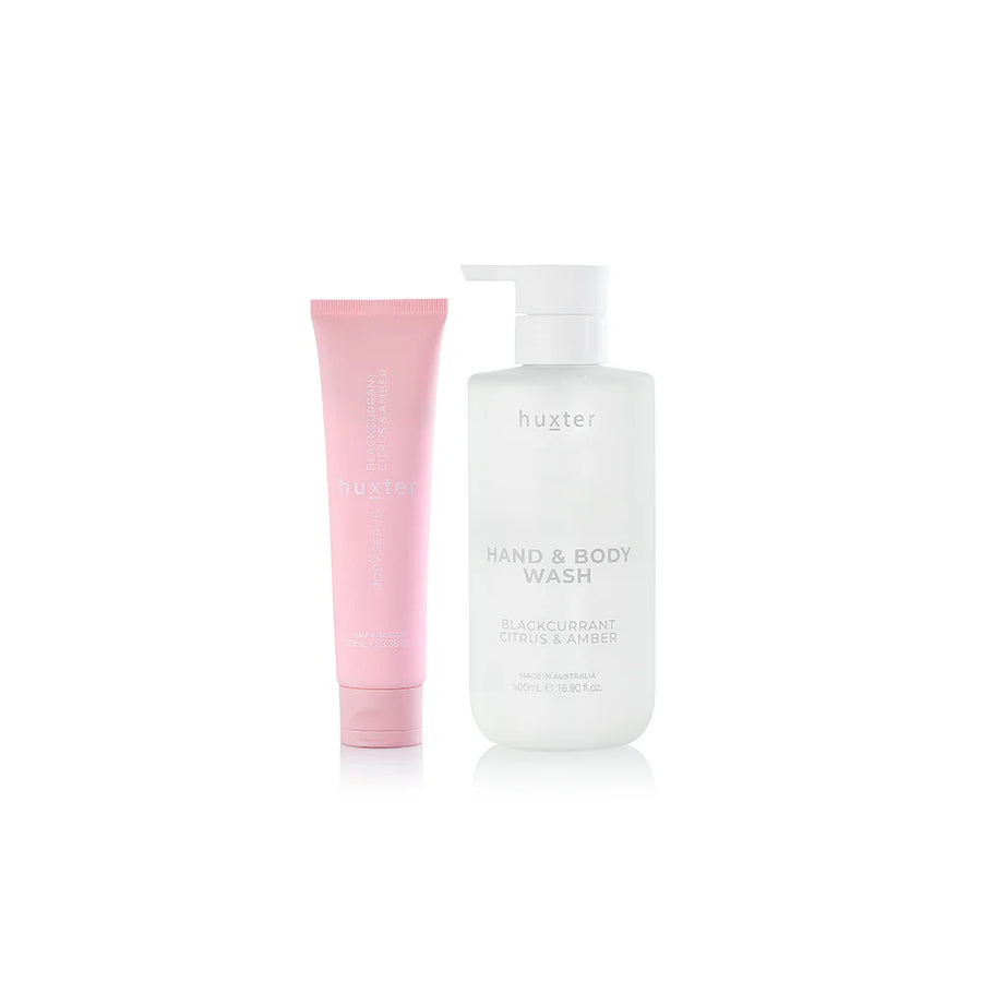 Huxter II Shower Pamper Duo - Blackcurrant, Citrus & Amber - Xmas Flowers Collection