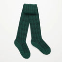 Merino Wool Cable Knit Tights - Forest Green