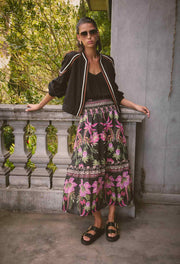 OnceWas II CORDELIA Placement Silk Cotton Skirt - Anthos Lotos