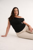 Valentina Off Shoulder Top - Black