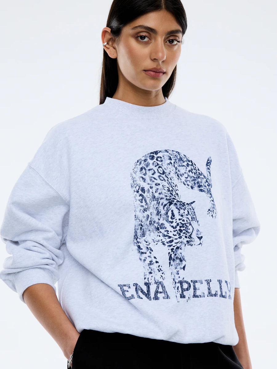 ENA Pelly II CRAWLING LEOPARD Sweater - white marle